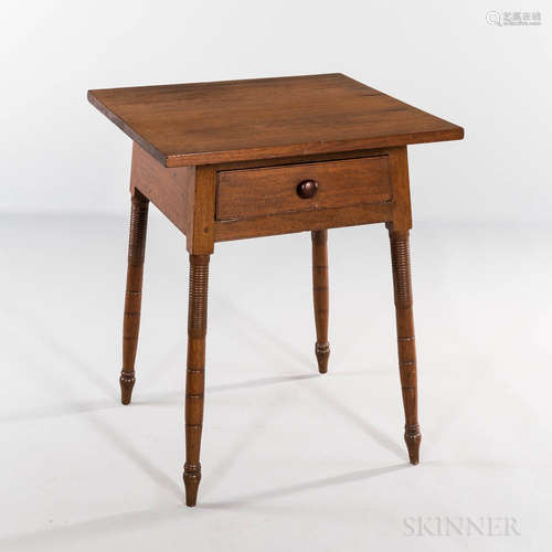 Large Walnut One-drawer Splay-leg Stand