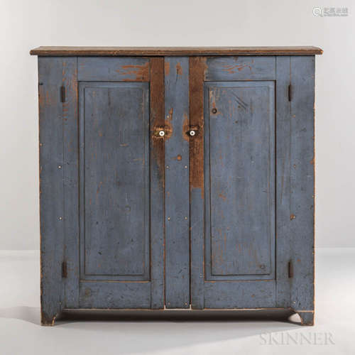 Blue-painted Pine Cupboard