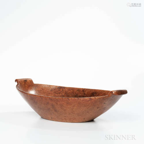 Elongated Handled Burl Bowl