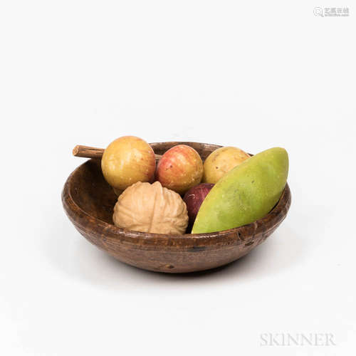 Small Burl Bowl with Six Stone Fruit and Nuts