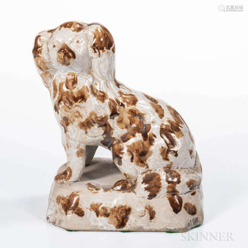 White and Brown Glazed Earthenware Spaniel