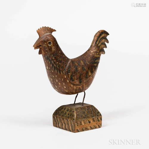 Small Carved and Painted Rooster