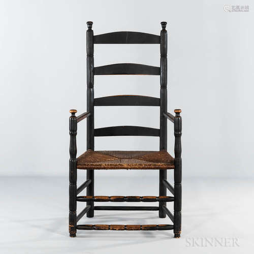 Black-painted Turned Slat-back Armchair