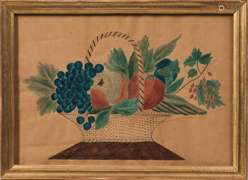 American School, Mid-19th Century Still Life Basket of Fruit