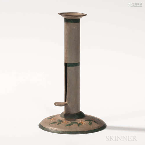 Paint-decorated Iron Hogscraper Candlestick