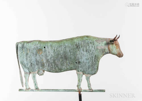 Molded Sheet Copper and Cast Iron Cow Weathervane