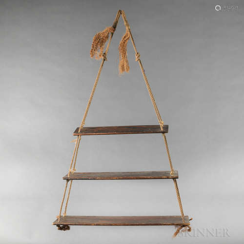 Grain-painted Tiered Hanging Shelf