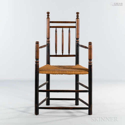 Black-painted Turned Ash Armchair