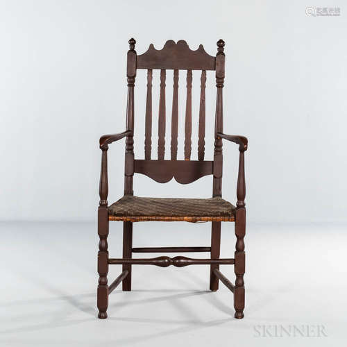 Brown-painted Bannister-back Armchair