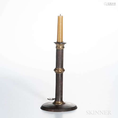 Brass-banded Iron Hogscraper Candlestick