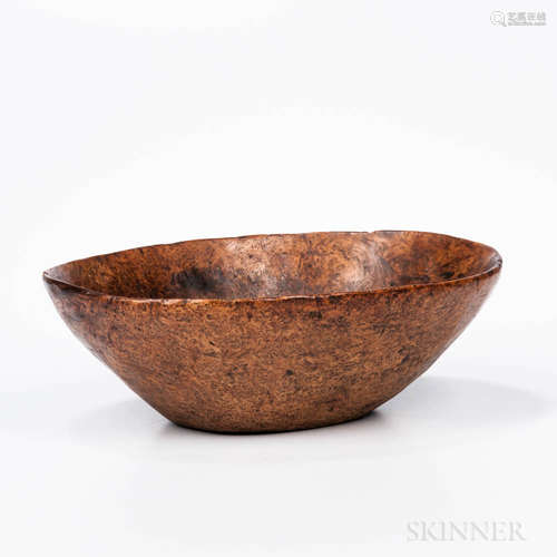 Carved Oval Burl Bowl