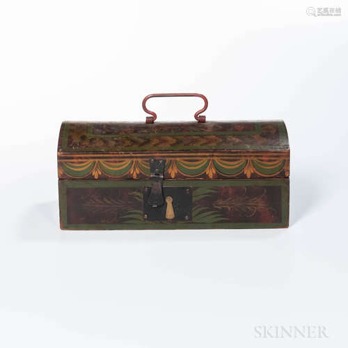 Stenciled and Grain-painted Dome-top Pine Document Box