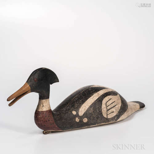 Carved and Painted Merganser Decoy