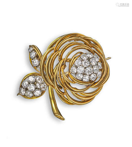 A diamond-set flowerhead brooch by Asprey