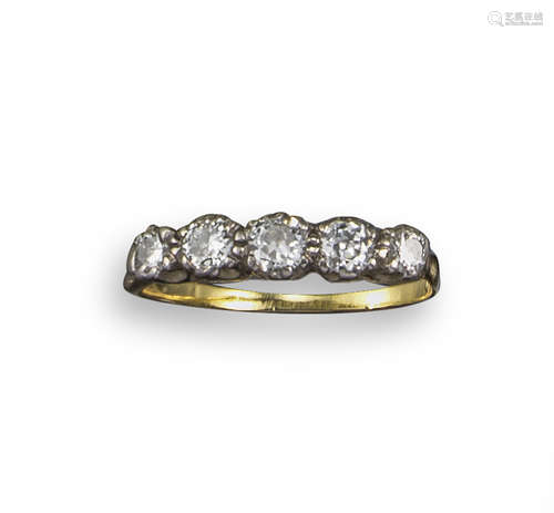 A diamond five-stone ring