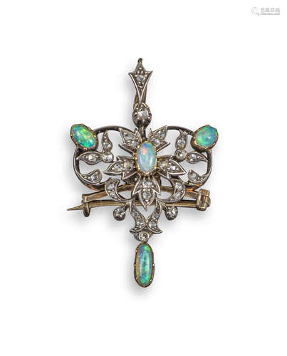 A Victorian opal and diamond pendant