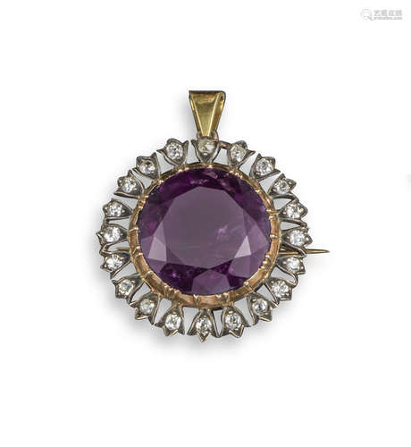 A Victorian amethyst and diamond pendant