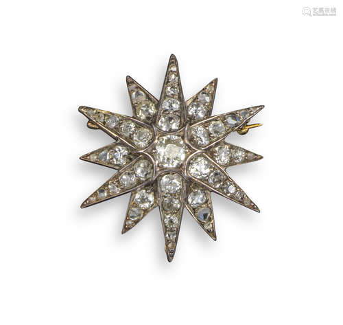 A late Victorian diamond star brooch