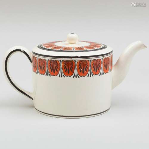 Wedgwood Creamware Teapot and Cover Painted with