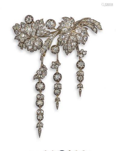 A late 19th century diamond foliate brooch