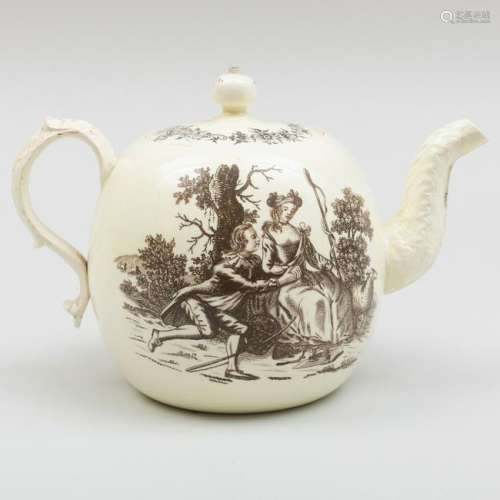 Wedgwood Black Transfer Printed Creamware Teapot and