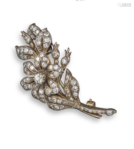 A Victorian diamond foliate brooch