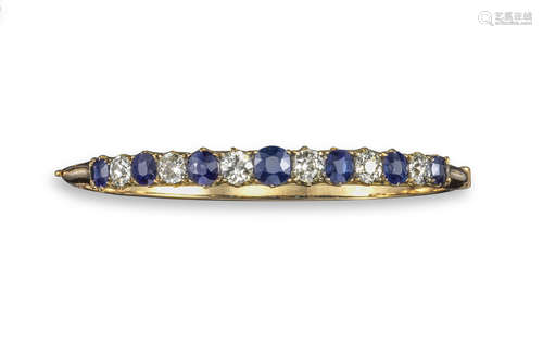 A Victorian sapphire and diamond bangle