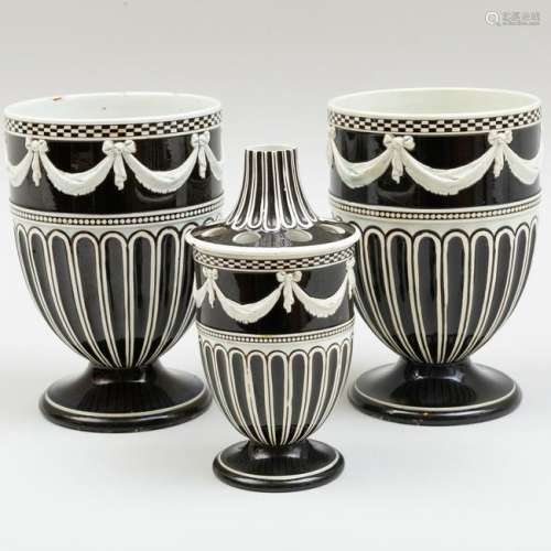 Pair of Wedgwood Pearlware Pots and a Similar Pot and