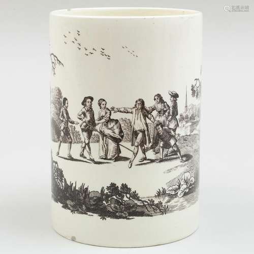 Wedgwood Black Transfer Printed Creamware Mug 'Blind