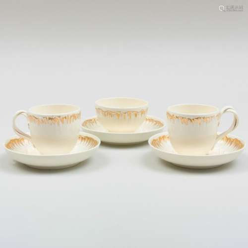 Pair of Wedgwood Gilt-Decorated Creamware Cups and
