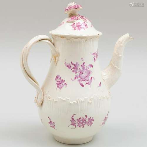Wedgwood Puce Decorated Creamware Coffee Pot and Cover