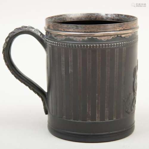 Wedgwood Black Basalt Silver-Mounted Tankard