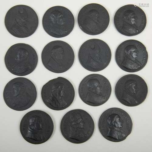 Group of Fifteen Wedgwood Black Basalt Medallions of