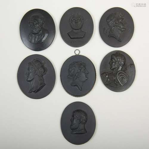 Group of Seven Wedgwood Black Basalt Portrait