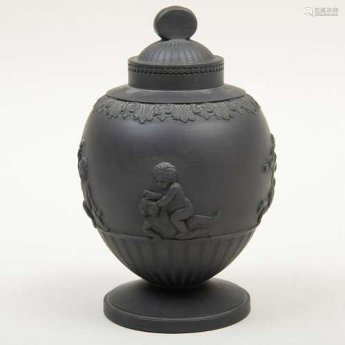 Wedgwood Black Basalt Tea Caddy and Cover