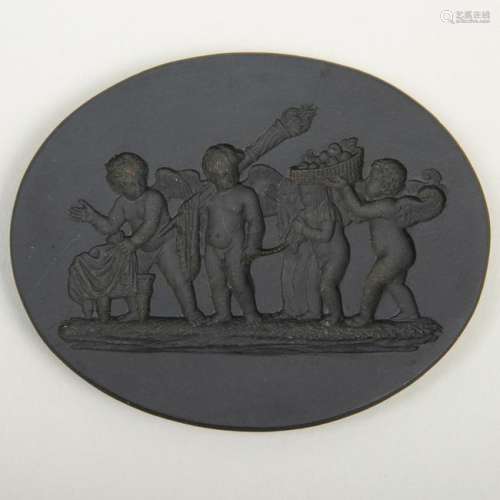 Wedgwood Black Basalt Oval Intaglio Medallion of the