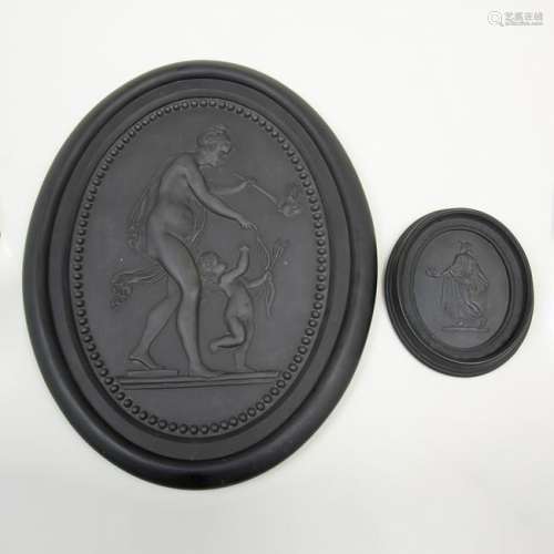 Wedgwood Black Basalt Oval Plaque of Venus and Cupid