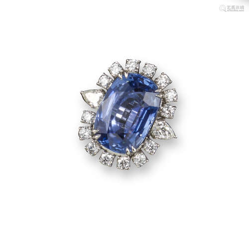 A sapphire and diamond cluster ring