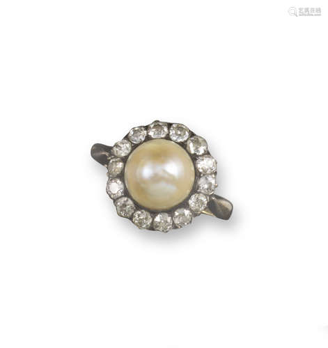 A 19th century pearl and diamond cluster ring