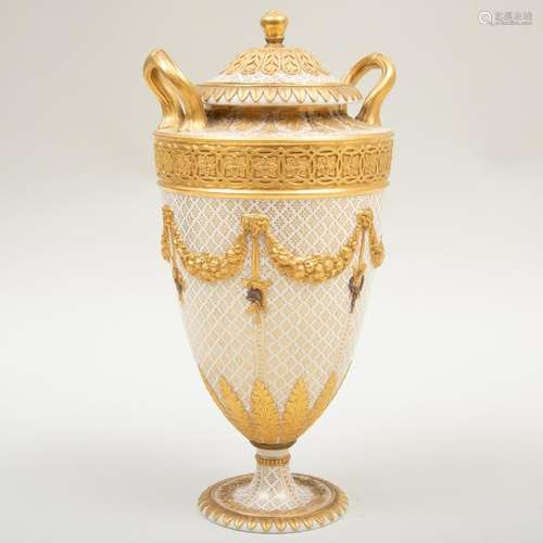 Wedgwood Gilt-Patterned Cream Ground Porcelain Two