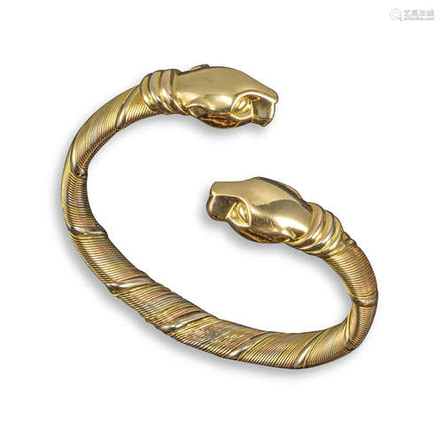 A 'Panthere' tri-colour gold bangle by Cartier