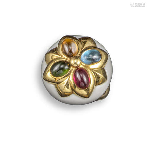 A Bulgari 'Doppio Bacellato' gem-set gold ring