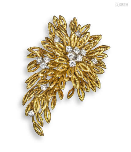 A diamond-set gold brooch by Boucheron