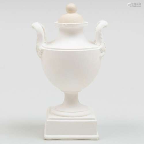 Miniature Wedgwood White Jasperware Two Handle Vase and