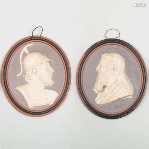 Pair of Wedgwood Terra-Cotta Circular Portrait