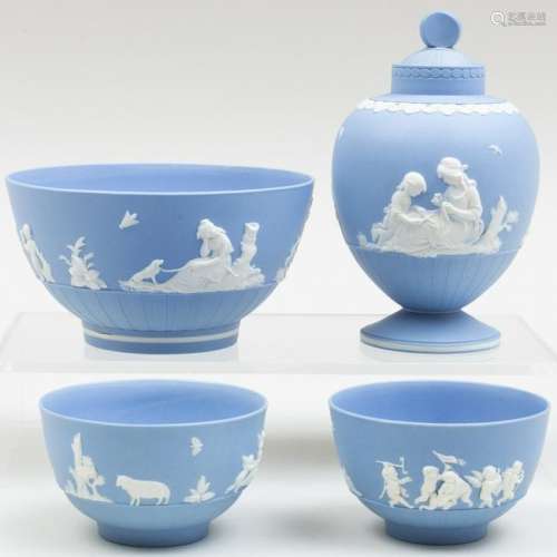 Group of Wedgwood Blue Jasperware Tea Wares