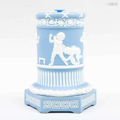 Wedgwood Blue and White Jasper Dip Cylindrical Vase and