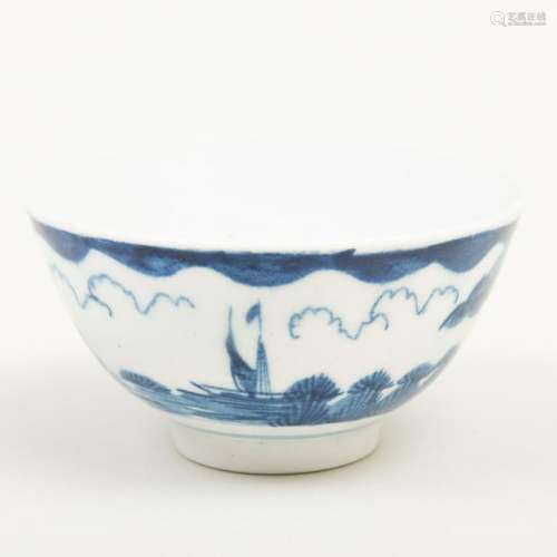 Bow Blue and White Porcelain Teabowl