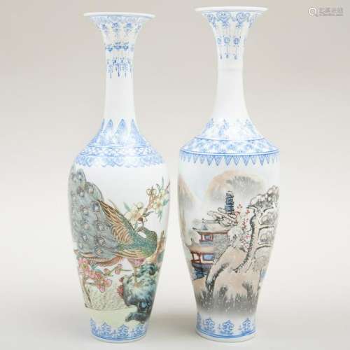 Pair of Chinese Transfer Printed Eggshell Porcelain