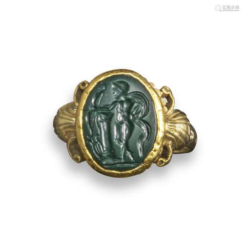 A Cypriot green jasper intaglio depicting Apollo